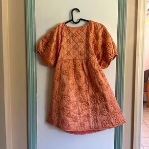 NWT Kimchi Blue Urban Outfitters Astrid Quilted Brocade Babydoll Dress Coral SM